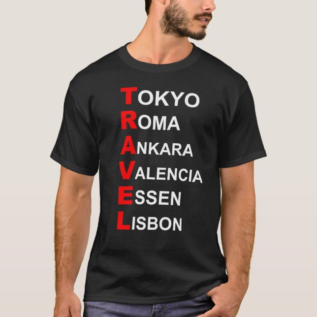 Camiseta destinos de viaje (Anverso)