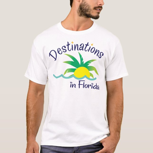 Camiseta Destinos en mercancía del logotipo de la impresión (Anverso)