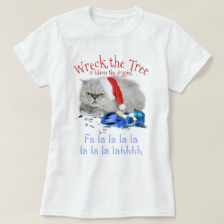 Camiseta Destrozar el árbol anti Navidades Gato gatito gruñ