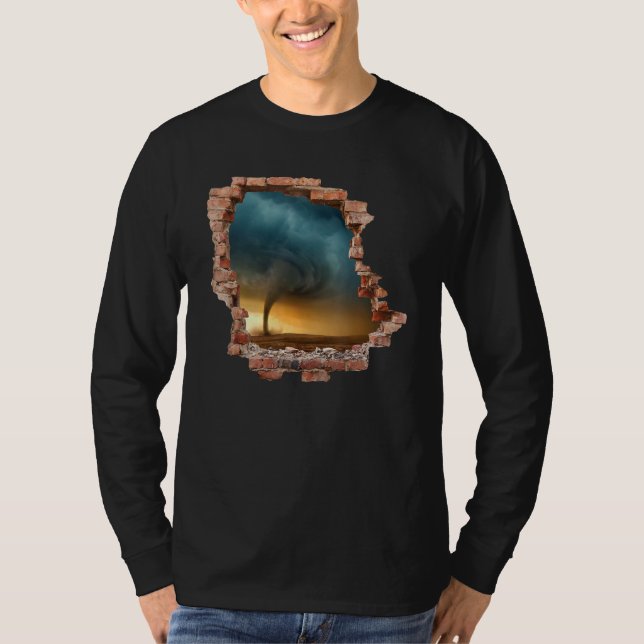 Camiseta Destrucción de pared de tormenta de tornado Cazado (Anverso)