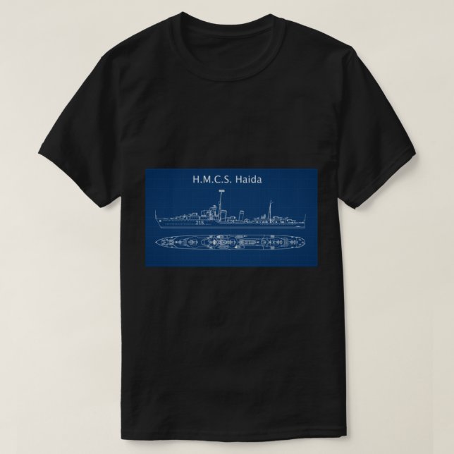 Camiseta Destructor de la Segunda Guerra Mundial de HMCS Ha (Diseño del anverso)
