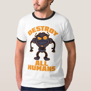 Camiseta Destruir el robot enojado de todos los humanos