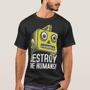 Camiseta Destruir La Cabeza De Robot Mal De Los Humanos Tee
