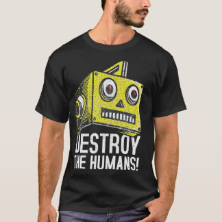 Camiseta Destruir La Cabeza De Robot Mal De Los Humanos Tee