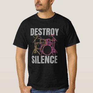 Camiseta Destruir Silencio Baterista Banda de Rock Música