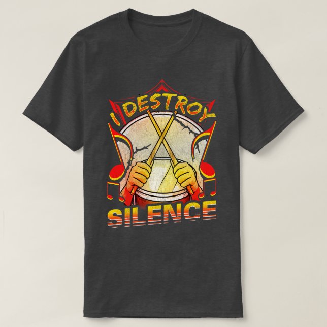 Camiseta Destruyo el músico del tambor de silencio (Diseño del anverso)