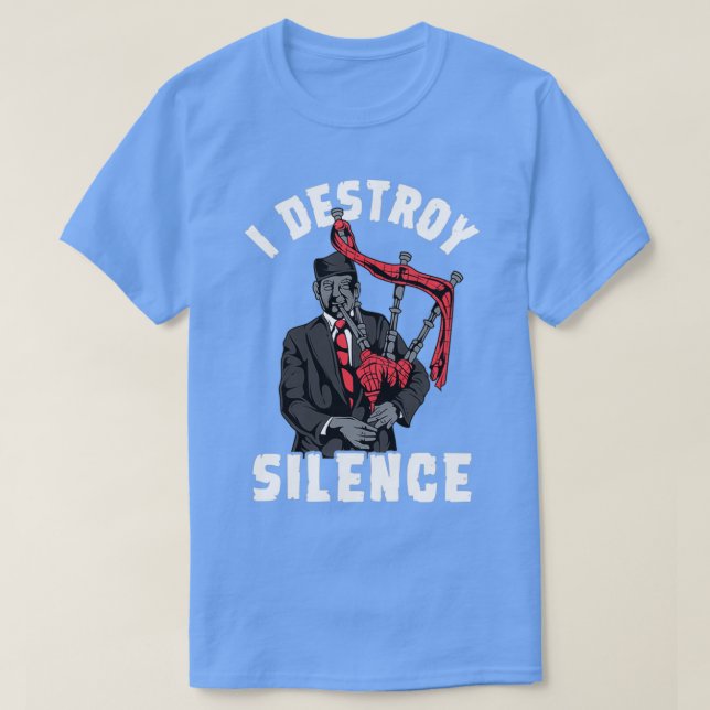 Camiseta Destruyo el silencio, escocés grito de músico (Diseño del anverso)