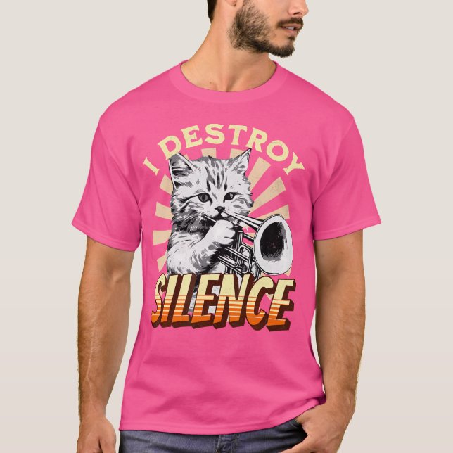 Camiseta Destruyo el silencio - Mascota Cat Trumpeter Jazz  (Anverso)