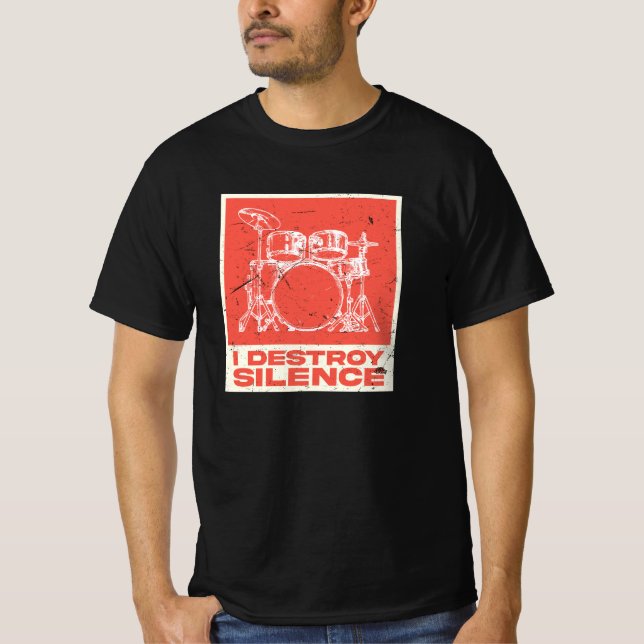 Camiseta Destruyo el silencio - Retro Drummer (Anverso)