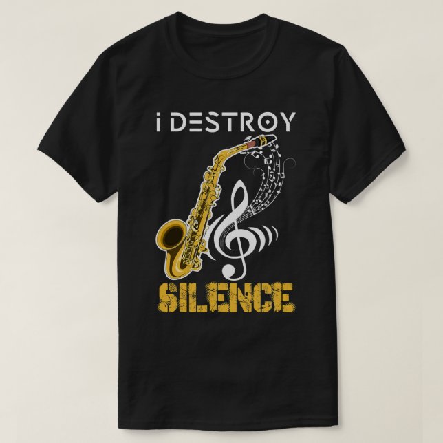 Camiseta Destruyo el silencio saxofón (Diseño del anverso)