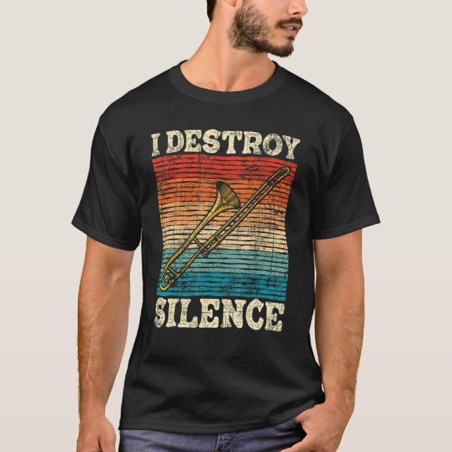 Camiseta Destruyo el silencio - Trombón de trombón retro vi (Anverso)
