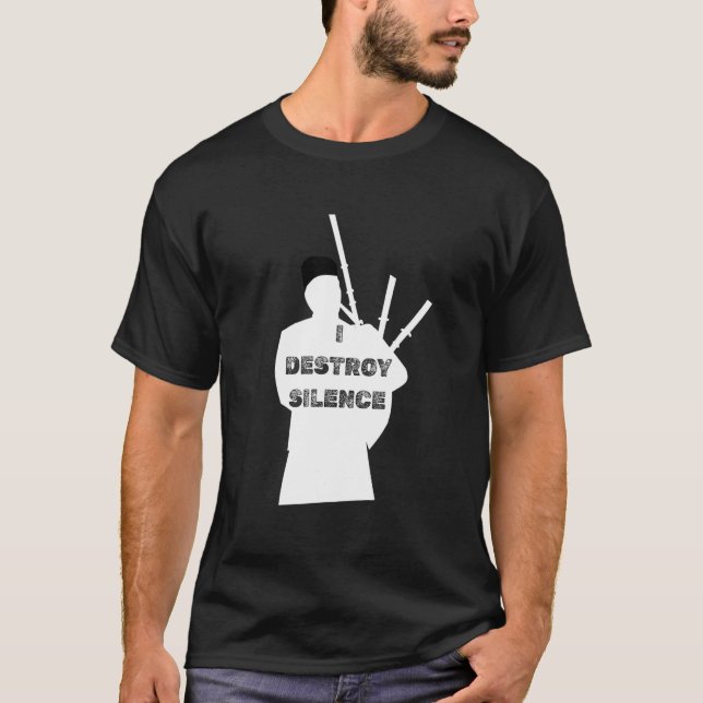 Camiseta Destruyo silencio Músico escocés Kilt Piper Bag (Anverso)