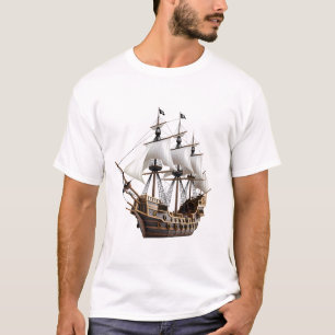 Camiseta Detailed 3D Rendering of a Pirate Ship
