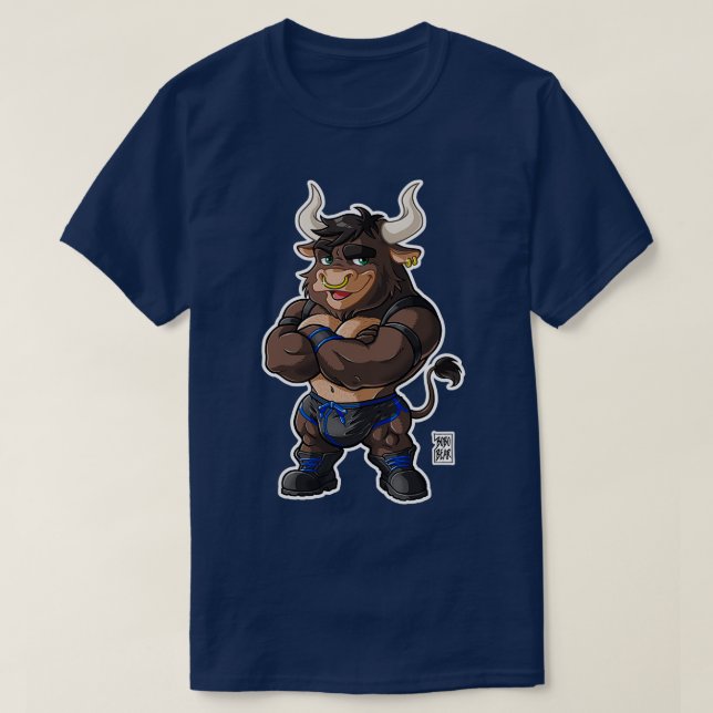 CAMISETA DETALLES AZULES DE BEEFY BULL SERIE BEARZOO (Diseño del anverso)