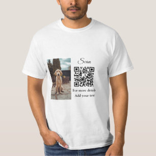 Camiseta Detalles sencillos del nombre del animal código QR