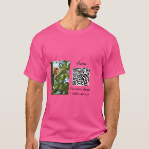 Camiseta Detalles simples de nombres de animales Código QR 
