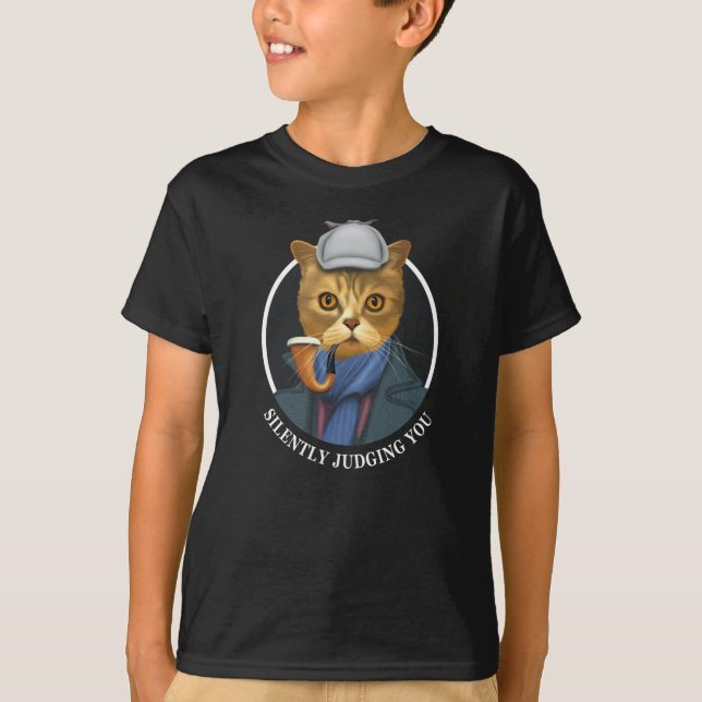 Camiseta Detective Cat - Juzgando Silenciosamente (Anverso)