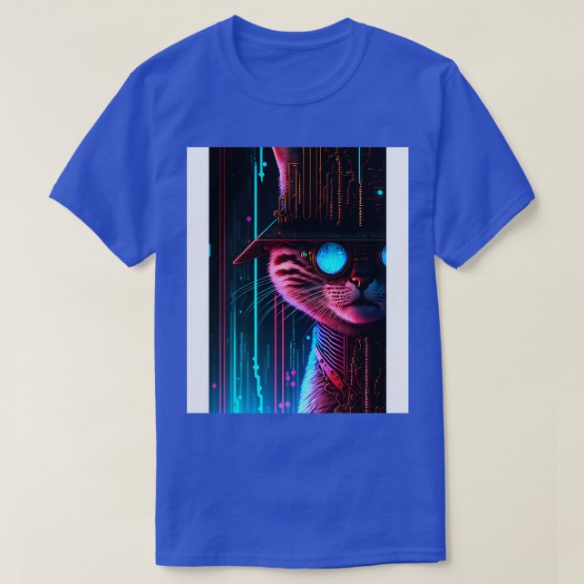 Camiseta Detective del gato del Cyberpunk Steampunk de Guay (Diseño del anverso)