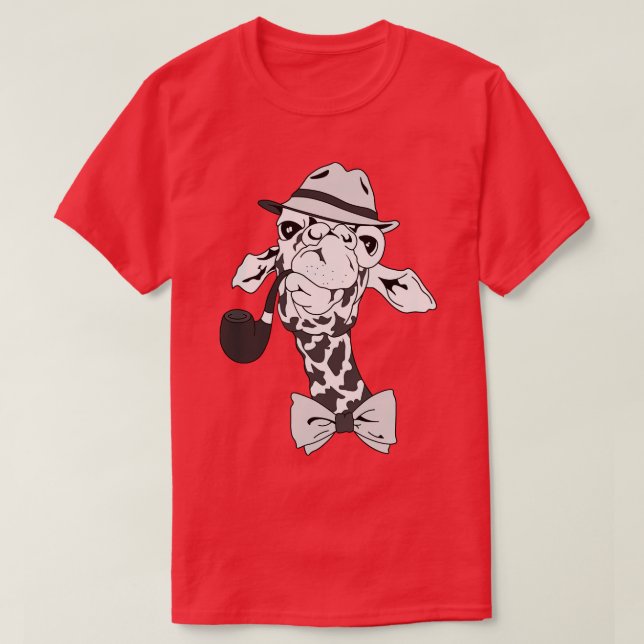 Camiseta Detective Giraffe Con Pipe Y Gorra (Diseño del anverso)