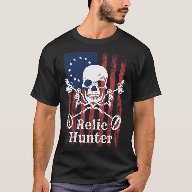 Camiseta Detector Metalizado de cacería de reliquias Skull  (Anverso)