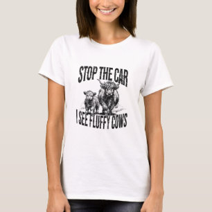Camiseta Detén El Auto Que Veo Fluffy Cows Highland Cow Bre