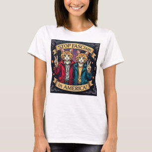 Camiseta Detener el fascismo en los gatos estadounidenses