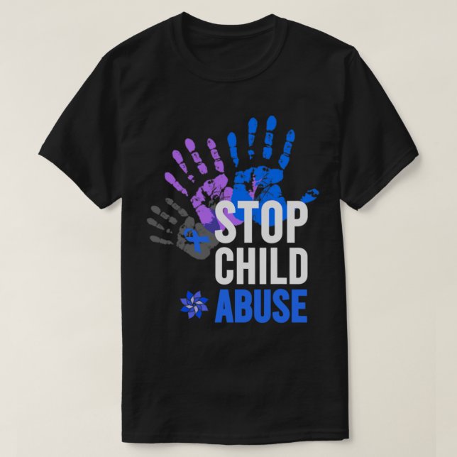Camiseta Detener el maltrato infantil: advertencias para la (Diseño del anverso)
