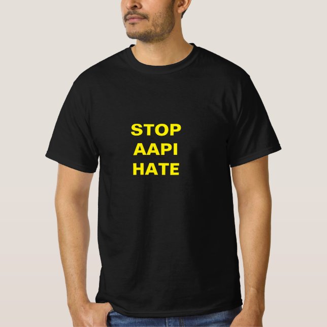 Camiseta Detener el odio de AAPI, letras amarillas (Anverso)