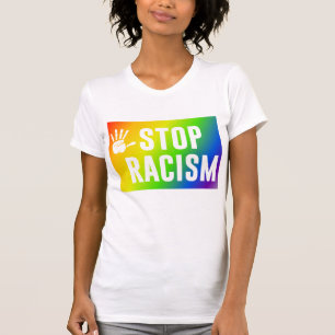 Camiseta Detener el racismo con los colores del arcoiris