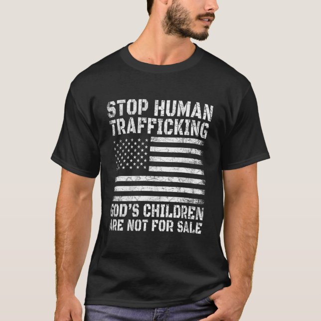Camiseta Detener El Tráfico Humano Que Los Niños De Dios No (Anverso)