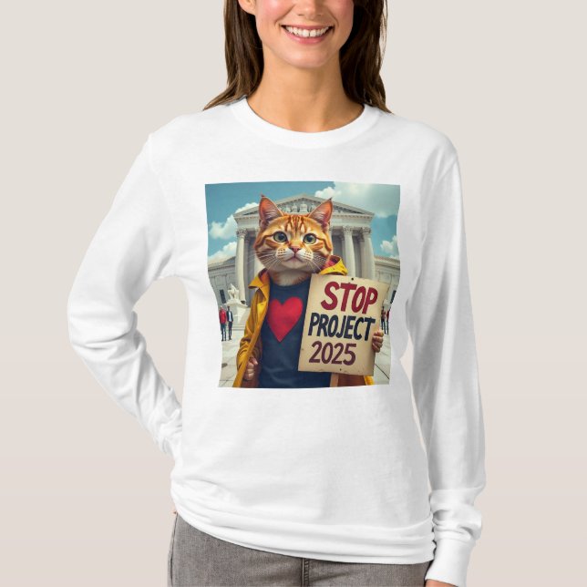 Camiseta Detener gatos del proyecto 2025 (Anverso)