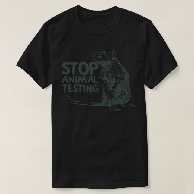 Camiseta Detener las pruebas con animales (Diseño del anverso)