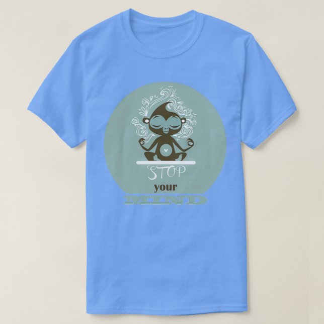 Camiseta detenga su mente monkey yoga (Diseño del anverso)