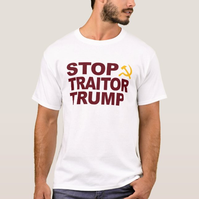 Camiseta "Detengan al traidor Trump" (Anverso)
