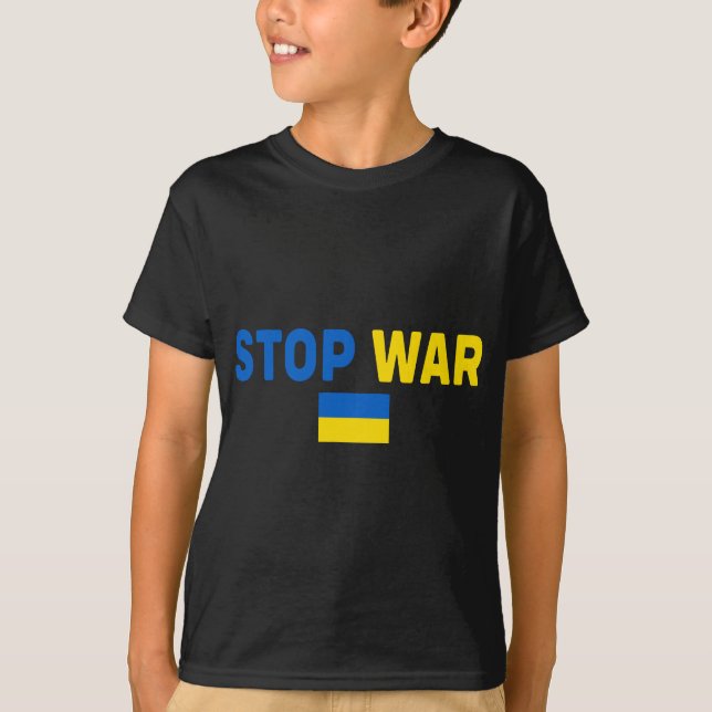 Camiseta Detengan la guerra I con la bandera de Ucrania apo (Anverso)