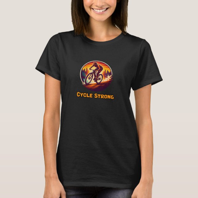 Camiseta Determinación de Ciclista Fuerte y Poderosa (Anverso)
