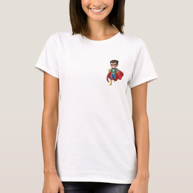 Camiseta Determined Cartoon Superhero Boy Running (Anverso)