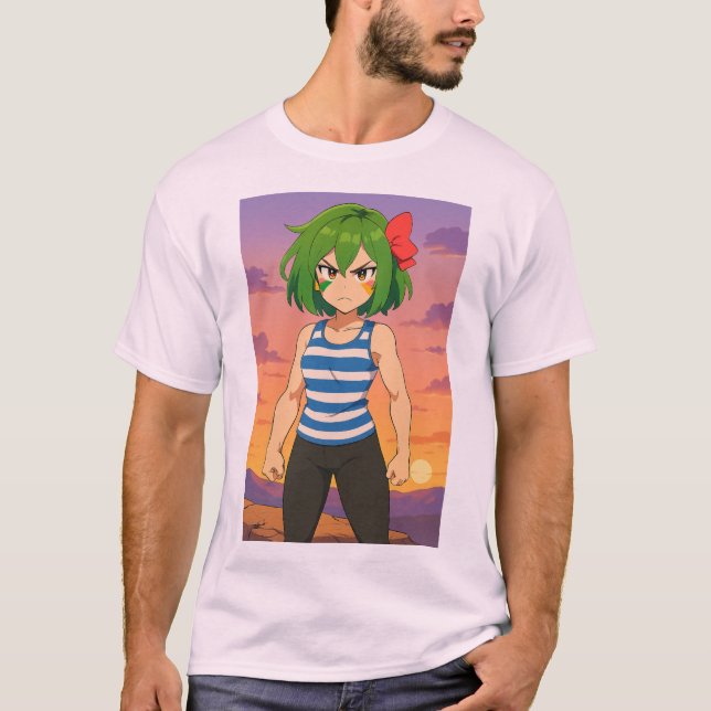 Camiseta Determined Sunset Warrior – Anime Girl Art (Anverso)
