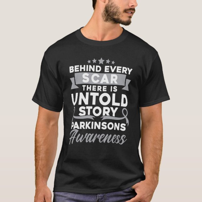 Camiseta Detrás de cada cicatriz Parkinsons Conciencia (Anverso)