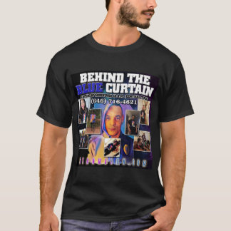 Camiseta Detrás del cartel de escucha de cortina azul