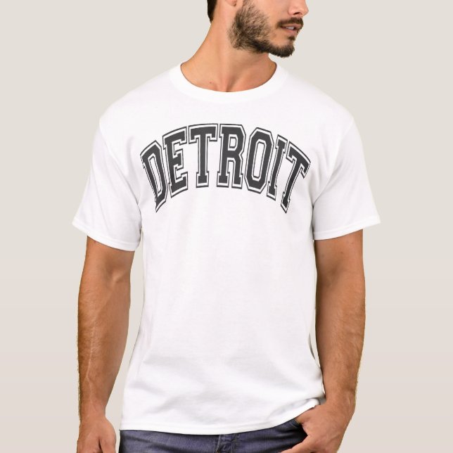 Camiseta Detroit Arched Style Text Black With Black Print (Anverso)
