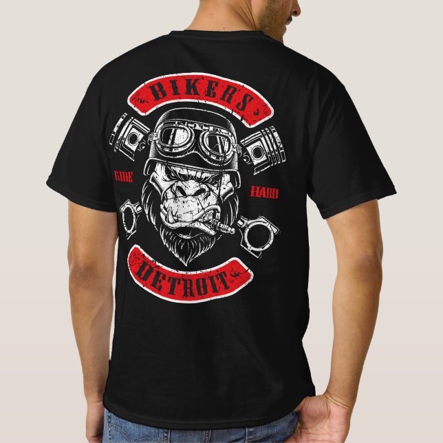 Camiseta Detroit Biker Motorrad Chopper Gorilla (Reverso)