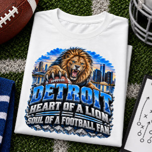 Camiseta Detroit Corazón de un Fanático del Fútbol American
