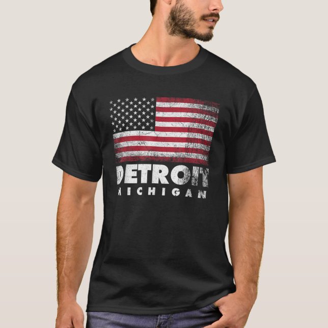 Camiseta Detroit Michigan 4 de julio Bandera Americana Ame (Anverso)