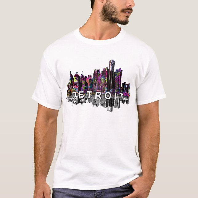 Camiseta Detroit, Michigan en graffiti (Anverso)