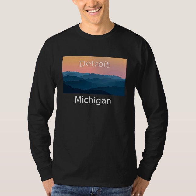 Camiseta Detroit Michigan Mountain sunset hometown (Anverso)
