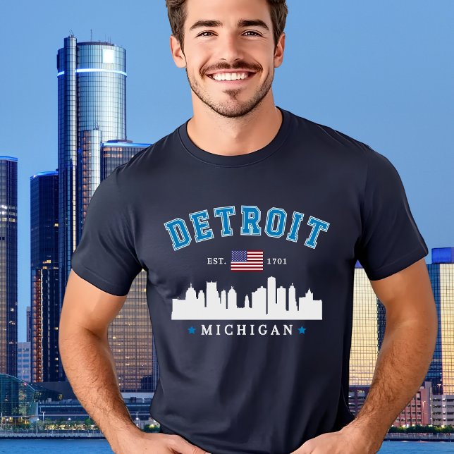 Camiseta Detroit Michigan Skyline City - Souvenir Detroit (Subido por el creador)