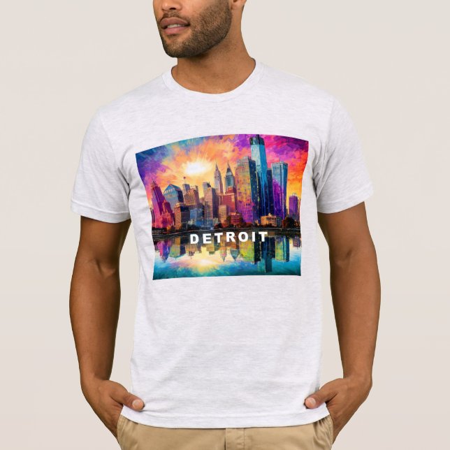 Camiseta Detroit Skyline Graffiti Art (Anverso)
