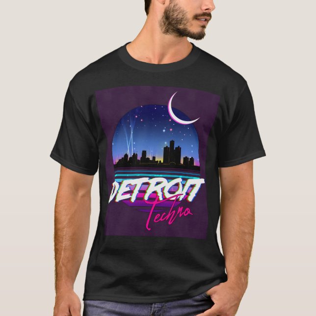 Camiseta Detroit Techno - Diseño Retro 80S (Anverso)