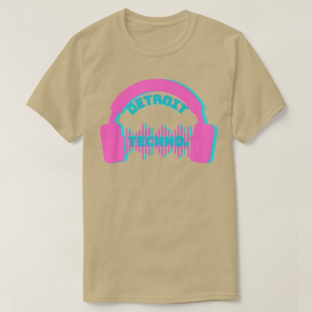 Camiseta Detroit Techno Headphones EDM Music Festival Rave  (Diseño del anverso)